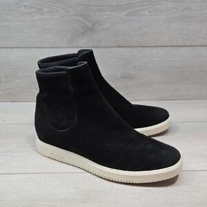 Vince Women Black Suede Ankle Boots Platform Sz 7.5
